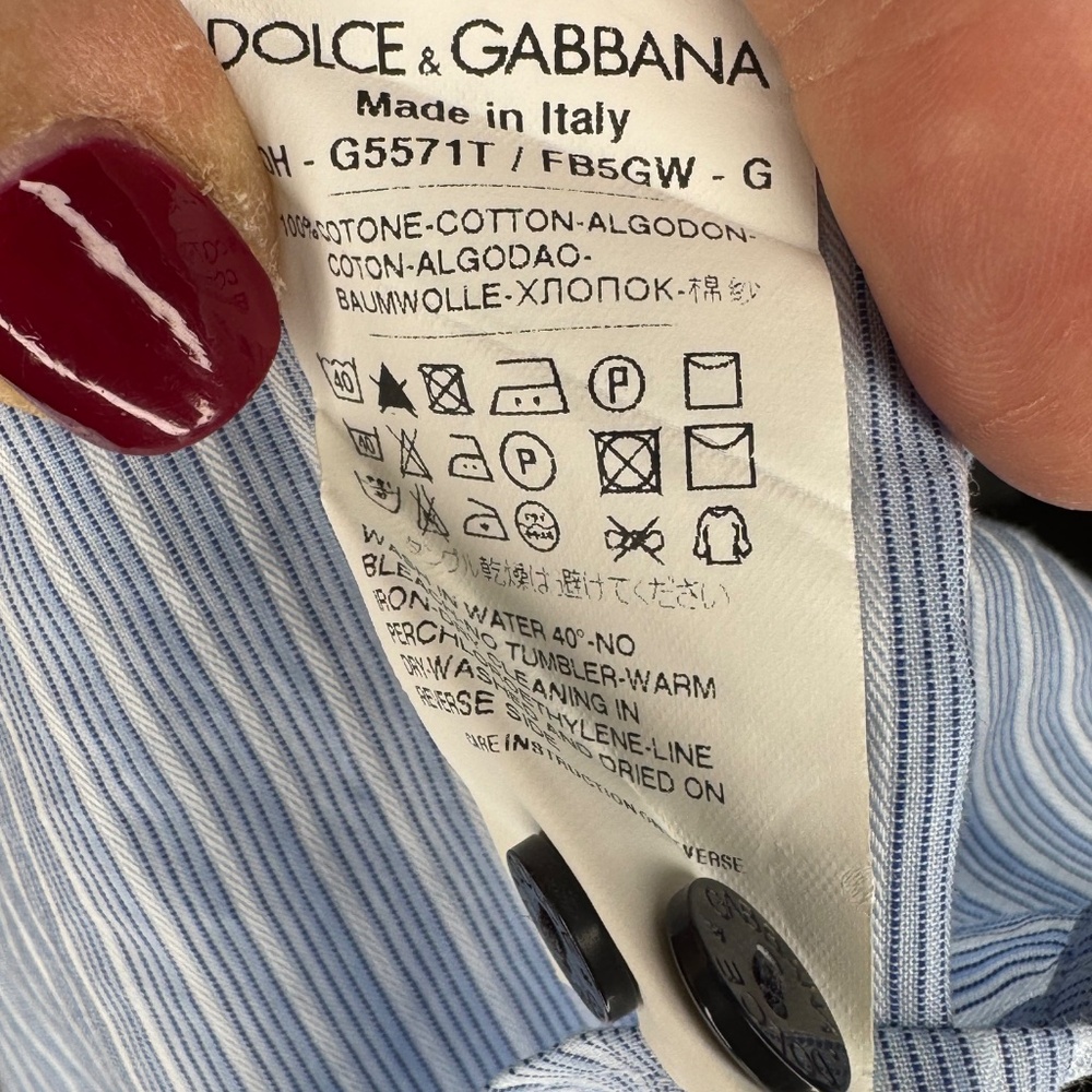 Dolce & Gabbana Light Blue Pinstripe Button-Down Shirt - Picture 5 of 15